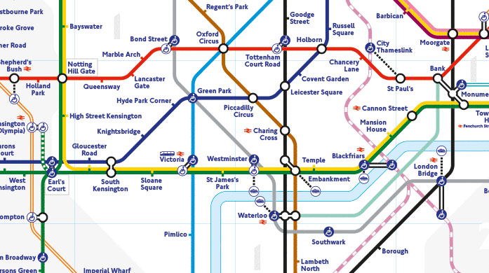 Detail of London Underground map