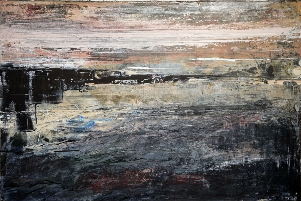 An abstract painting of a landscape